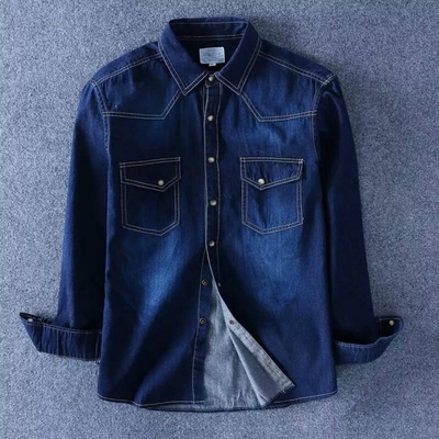 Top Selling Denim Long Sleeve Casual Shirt_img_2